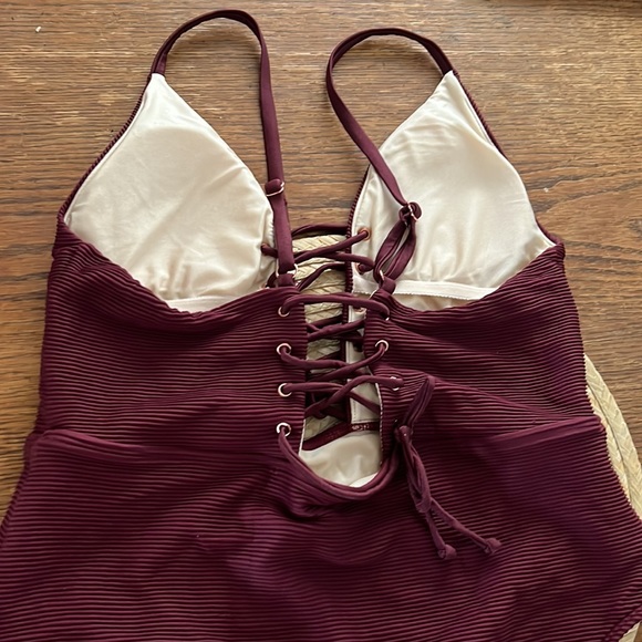 L. A Hearts Front & Back Lace Up One Piece Swimsuit Size Large - Picture 5 of 9